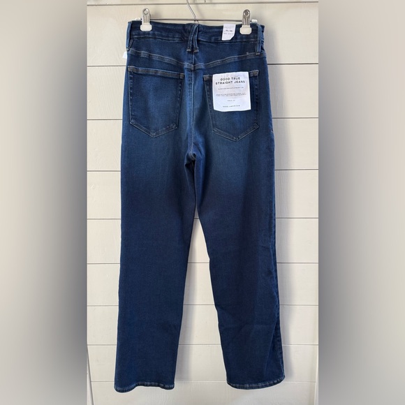 NWT Good American Good True Straight Jeans Super High Rise 10/30 Dark Blue - Picture 4 of 6